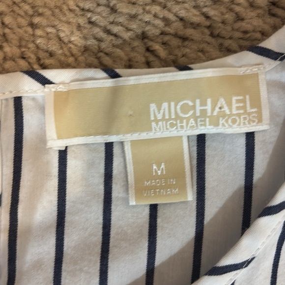 Michael Kors White/Blue Striped Tunic Blouse Size Medium - Picture 8 of 9